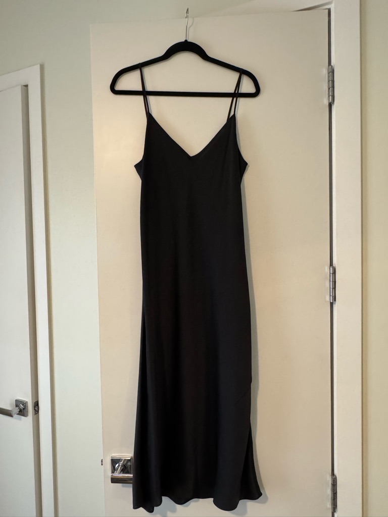 Wilfred Black Maxi Slip Dress With Spaghetti Straps